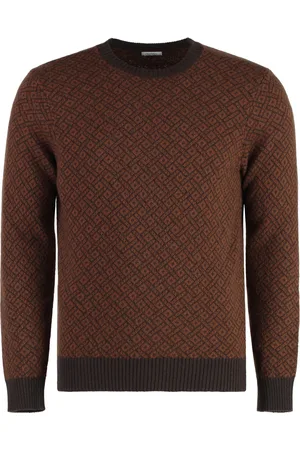 Malo Strik, Herre, Brun, XL, Uld, Ribstrikket cashmere uld pullover