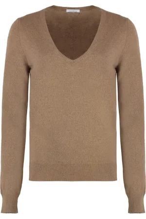 Malo Strik, Dame, Brun, S, Uld, Kashmir Ribstrik Sweater