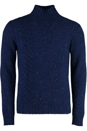 Malo Strik, Herre, Blå, M, Cashmere, Heather Cashmere Turtleneck Sweater