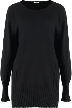 Malo Strik, Dame, Sort, XL, Cashmere, Luksus Cashmere Sweater med Ribbed Detaljer