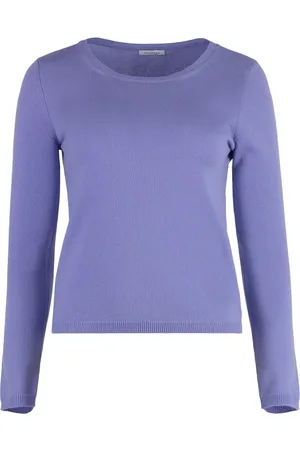 Malo Strik, Dame, Lilla, 2XS, Cashmere, Luksus Cashmere Sweater med Ribbed Kanter