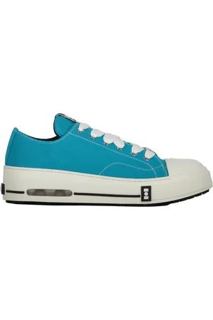 Nahmias Sko, Herre, Blå, 45 EU, Uld, Canvas sneakers med kontrastfarvet syning