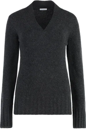 Malo Strik, Dame, Grå, XS, Cashmere, Luksus Cashmere Sweater med Ribbed Kanter