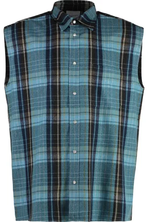 Vetements Skjorte, Herre, Flerfarvet, L, Uld, Flannel Skjorte med Logo Patch