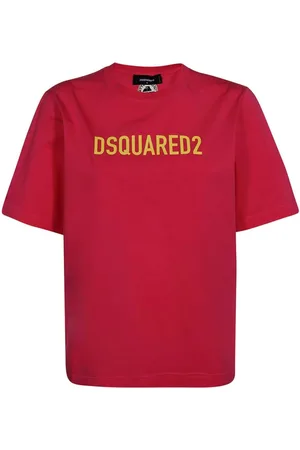 Dsquared2 Top, Dame, Rød, XS, Bomuld, Trykt Crew-neck T-shirt