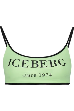Iceberg Badetøj, Dame, Grøn, M, Uld, Logo Print Bikini Top