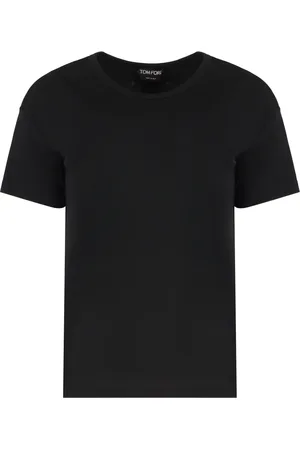 Tom Ford Top, Dame, Sort, 3XS, Ribbet Crew-Neck T-shirt