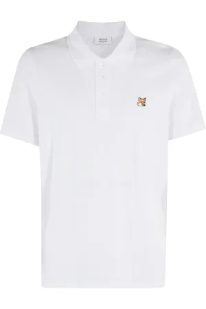 Maison Kitsuné Top, Herre, Hvid, L, Bomuld, Fox Head Patch Polo Shirt