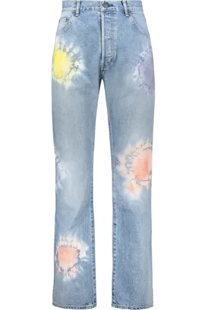 JOHN ELLIOTT Jeans, Herre, Blå, W33, Bomuld, Tie-Dye Straight Leg Bomuld Jeans