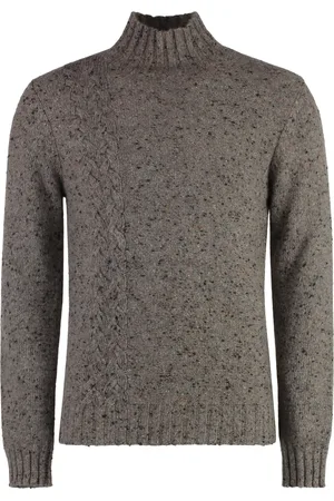 Malo Strik, Herre, Grå, L, Cashmere, Heather Cashmere Turtleneck Sweater