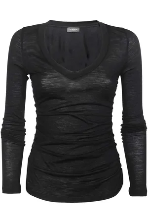 Dondup Top, Dame, Sort, L, Uld, Uld Langærmet T-shirt