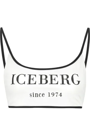 Iceberg Badetøj, Dame, Hvid, L, Logo Print Bikini Top