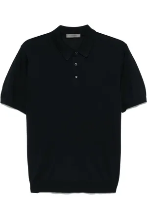 corneliani Strik, Herre, Blå, S, Blå Silke Polo Sweater