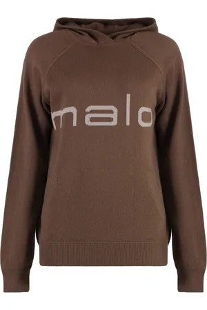 Malo Strik, Dame, Brun, M, Cashmere, Cashmere Strik Hættetrøje med Logo
