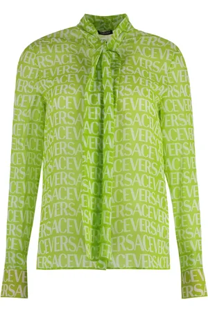 VERSACE Bluser & Skjorter, Dame, Grøn, 2XS, Uld, Silke Bue Bluse