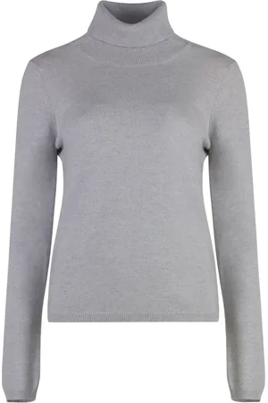 Malo Strik, Dame, Grå, L, Cashmere, Kashmir Turtleneck Pullover Ribstrikket