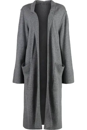 Malo Strik, Dame, Grå, XS, Cashmere, Cashmere Maxi Cardigan med lommer