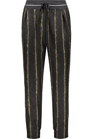 LORENA ANTONIAZZI Bukser, Dame, Sort, XL, Uld, Stribet Virgin Wool Track Pants
