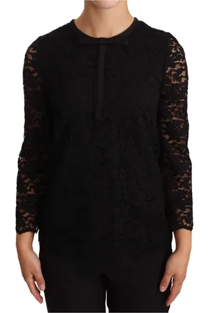 Dolce & Gabbana Top, Dame, Sort, 3XS, Nylon, Elegant Sort Blomstret Blonde Top