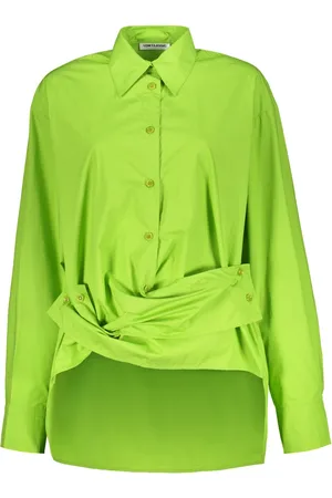 Low Classic Bluser & Skjorter, Dame, Grøn, M, Bomuld, Klassisk Bomuldsskjorte med Knappet Front