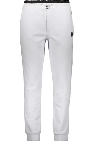 Philipp Plein Bukser, Herre, Hvid, 2XL, Bomuld, Logo Patch Jersey Sweatpants