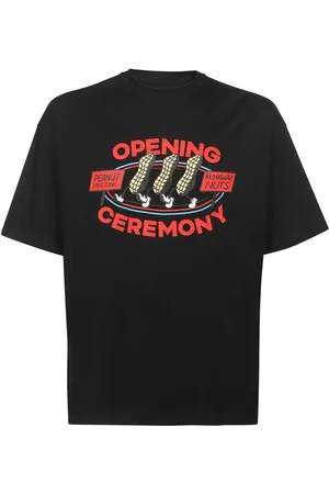 Opening Ceremony Top, Herre, Sort, XS, Bomuld, Trykt Crew-neck T-shirt