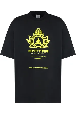 Vetements Top, Herre, Sort, S, Bomuld, Bomuld T-shirt med Kontrast Print