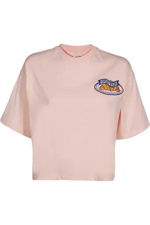 Opening Ceremony Top, Dame, Lyserød, XS, Bomuld, Cropped Bomuld T-shirt med Logo Patch