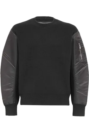 Neil Barrett Sweathshirts & Hoodies, Herre, Sort, L, Uld, Uldtrøje med lynlåslomme