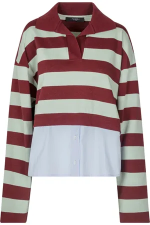 Max Mara Top, Dame, Flerfarvet, M, Bomuld, Bomuldspolo med poplinindsats