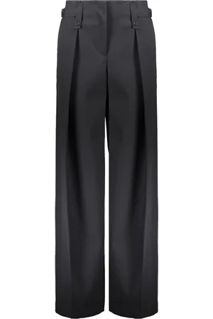 Low Classic Bukser, Dame, Blå, M, Uld, Front Plisseret Wide-Leg Bukser