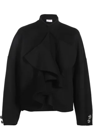 Emilio Pucci Sweathshirts & Hoodies, Dame, Sort, XS, Uld, Silke Uldjakke med Ruffles