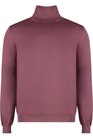 Malo Strik, Herre, Lyserød, S, Cashmere, Cashmere Turtleneck Pullover Ribbed Knit Edges