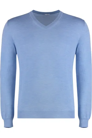 Malo Strik, Herre, Blå, L, Cashmere, Luksuriøs Cashmere-Silke Pullover