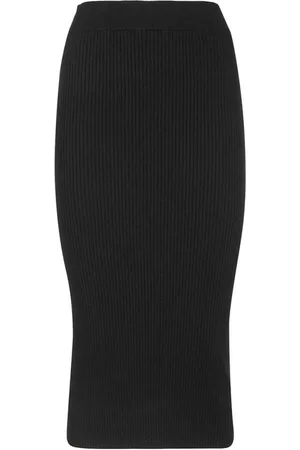 VERSACE Nederdel, Dame, Sort, XL, Bomuld, Ribstrikket Blyantsskørt