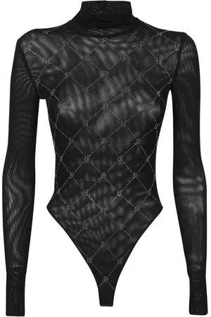 John Richmond Top, Dame, Sort, M, Uld, Monogram Broderet Bodysuit