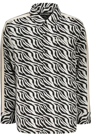 Palm Angels Skjorte, Herre, Flerfarvet, M, Bomuld, Zebra Motif Langærmet Skjorte
