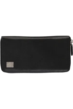 VERSACE Tilbehør, unisex, Sort, ONE SIZE, Læder, Læder lynlås pung
