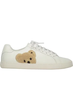Palm Angels Sko, Herre, Hvid, 39 EU, Læder, Læder lavtop sneakers med kontrastindsatser