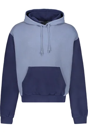 JOHN ELLIOTT Sweathshirts & Hoodies, Herre, Blå, L, Bomuld, Ribbet hættetrøje med kontrastindsatser