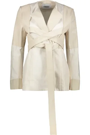 AMBUSH Jakke, Dame, , 3XS, Læder, Linned Blazer med Læderdetaljer