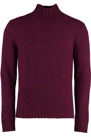 Malo Strik, Herre, Lilla, L, Cashmere, Heather Cashmere Turtleneck Sweater