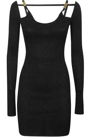 GCDS Kjole, Dame, Sort, M, Nylon, Mini Kjole med Udstansede Detaljer