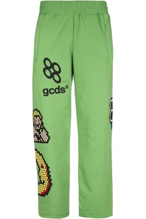 GCDS Bukser, Herre, Grøn, M, Bomuld, Sweatpants med trykt logo