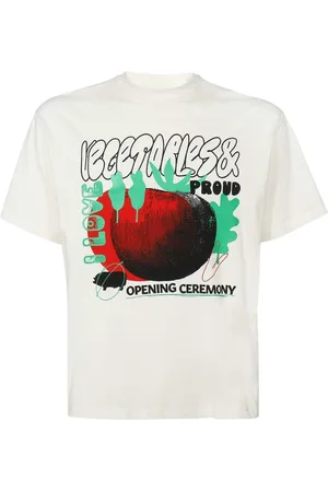 Opening Ceremony Top, Dame, Hvid, S, Bomuld, Forprintet bomuld T-shirt