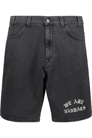 PAS DE MER Shorts, Herre, Sort, W30, Denim, Denim Bermuda Shorts med Front Broderi