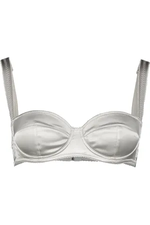 Dolce & Gabbana Undertøj, Dame, Grå, 2XS, Satin, Satin Balconette Bh med Kontrastsyning