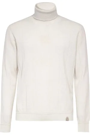 BRIONI Strik, Herre, , 2XL, Læder, Kashmir Turtleneck Sweater med Læderindsatser