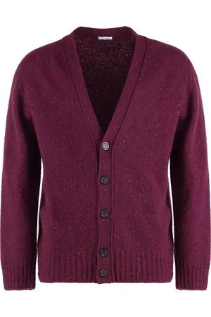 Malo Strik, Herre, Lilla, XL, Cashmere, Heather Effect Cashmere Cardigan