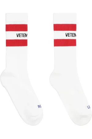 Vetements Undertøj, Herre, Hvid, M, Bomuld, Logo Bomuldssokker, Kontrastfarve